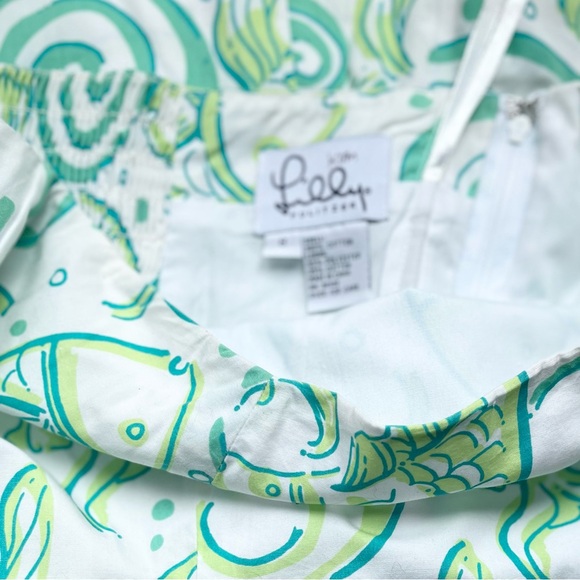 Lilly Pulitzer Strapless Cotton Dress with Green and White Pattern - Picture 6 of 7